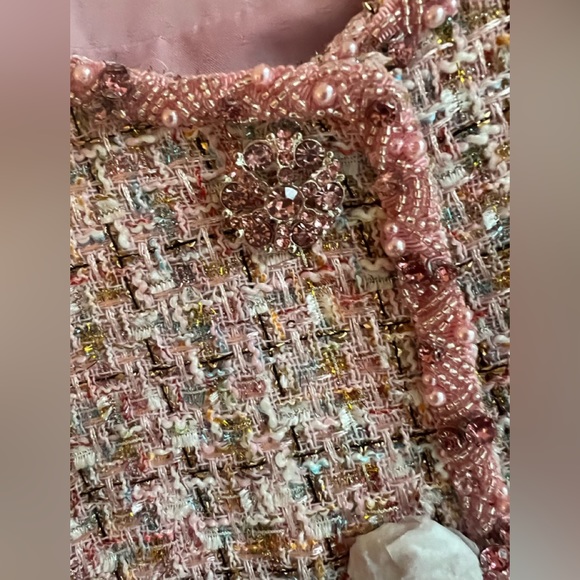 Self Portrait PINK BOUCLE CROP JACKET - Picture 6 of 6